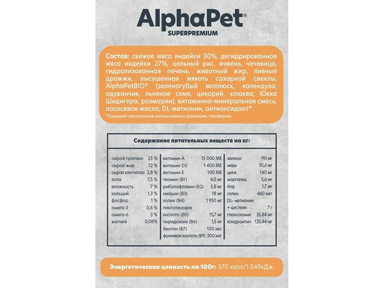 ALPHAPET MONOPROTEIN для собак средних и крупных пород 2.0кг