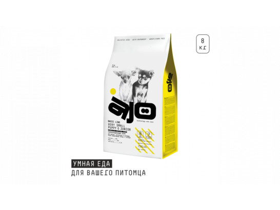 AJO для щенков миниатюрных пород, Индейка-курица, 8.0кг