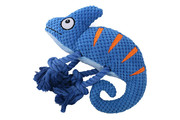Игрушка Mr.Kranch д/с Хамелеон плюшевая с канатиками и пищалкой 26 см, синяя