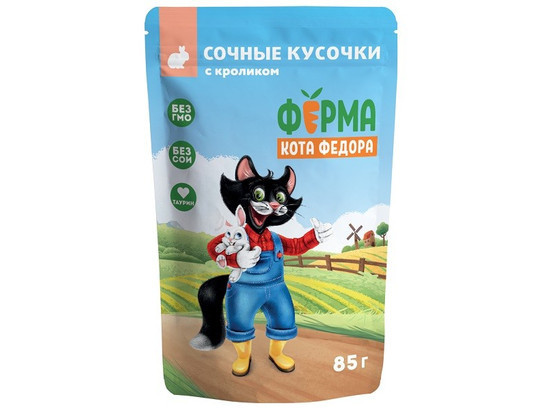 Мнямс д/к 85г Ферма кота Федора, кусочки в соусе, пауч