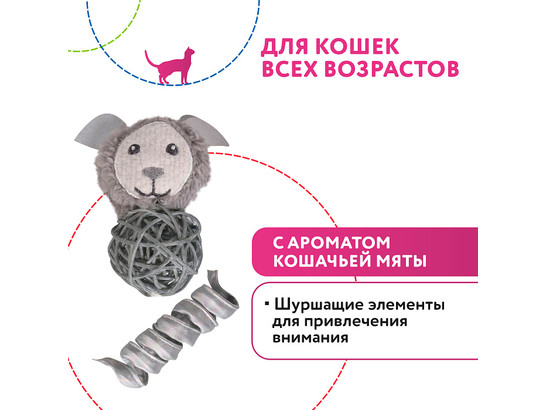 Игрушка д/к Петпарк Космический пес и пружинка с кошачьей мятой (2шт в комплекте), Petpark