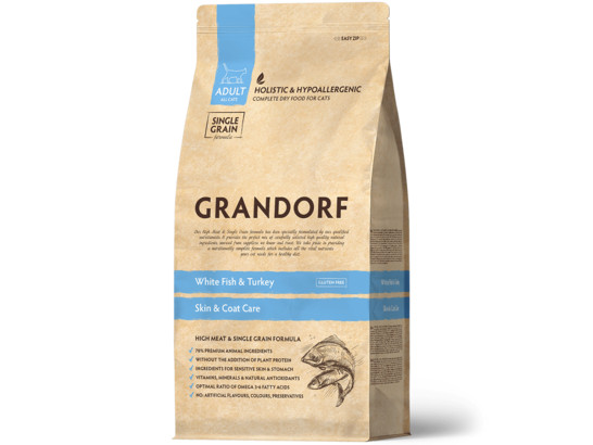 GRANDORF CAT SKIN&CARE White Fish&Turkey (белая рыба с индейкой для кошек) 0.4кг