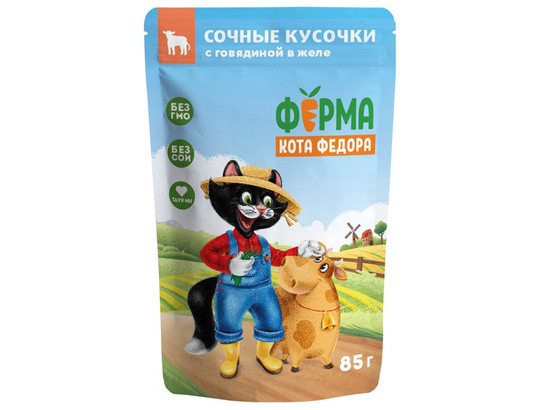 Мнямс д/к 85г Ферма кота Федора, кусочки в желе, пауч