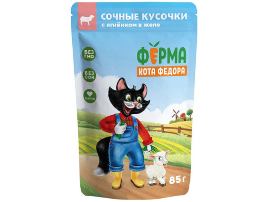 Мнямс д/к 85г Ферма кота Федора, кусочки в желе, пауч