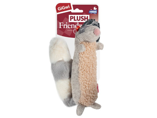 Игрушка д/с GiGwi Plush Friendz Енот с пищалкой, 17см
