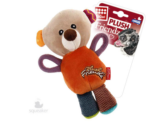 Игрушка д/с GiGwi PLUSH FRIENDZ Мишка с пищалкой, 16см