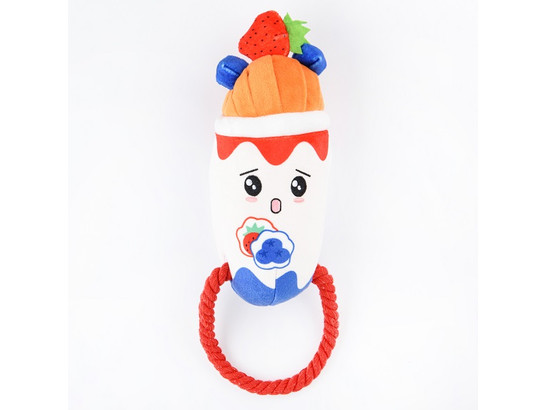 Игрушка Mr.Kranch д/с Йогурт с канатиком и пищалкой, плюшевая, 19см
