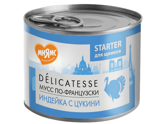 Мнямс Паштет д/щенков 200г Мусс по-французски, Индейка с цукини, конс.
