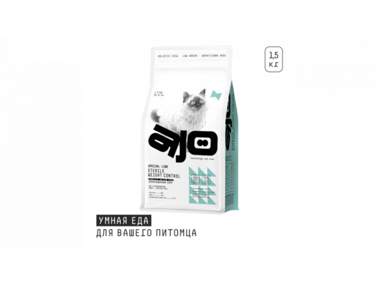 AJO для кошек стерил. контроль веса, Курица-свинина, 1.5кг
