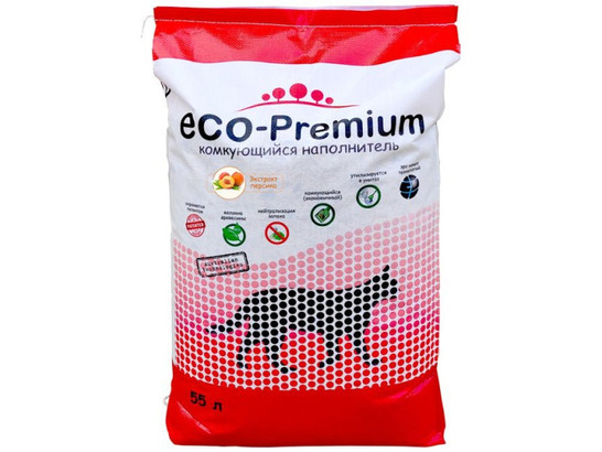 Наполнитель ECO Premium Персик 55л/20,2кг, древесный