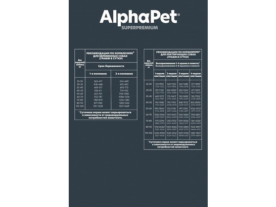 ALPHAPET  для щенков крупных пород до 6 мес., берем. и кормящих собак 3.0кг, Говядина и рубец