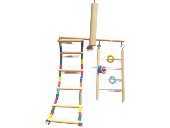 Игрушка д/птиц Игровой комплекс Лесенка с кольцами 20*45см