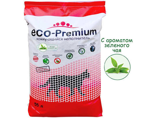 Наполнитель ECO Premium Зеленый чай 55л/20,2кг, древесный