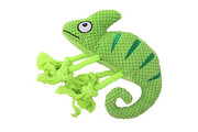 Игрушка Mr.Kranch д/с Хамелеон плюшевая с канатиками и пищалкой 26 см, зеленая