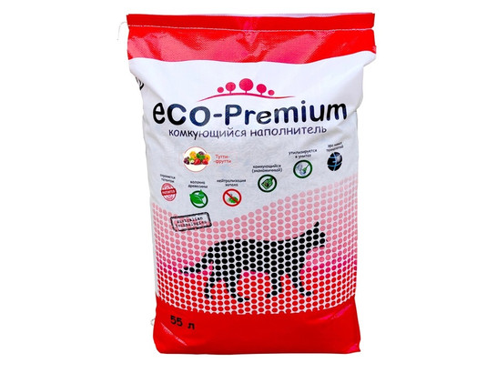 Наполнитель ECO Premium Тутти-фрутти 55л/20,2кг, древесный, ягоды