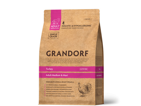 GRANDORF DOG MED&MAXI Turkey (индейка для собак средних и крупных пород) 1.0кг