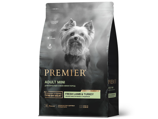 Premier Dog Lamb&Turkey ADULT Mini (Свежее мясо ягненка с индейкой для собак мелких пород) 3.0кг