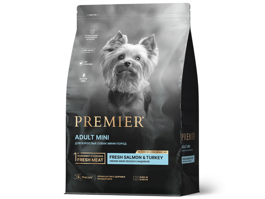 Premier Dog Salmon&Turkey ADULT Mini (Свежее филе лосося с индейкой для собак мелких пород) 1.0 кг
