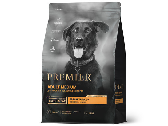 Premier Dog Turkey ADULT Medium (Свежее мясо индейки для собак средний пород) 1.0кг
