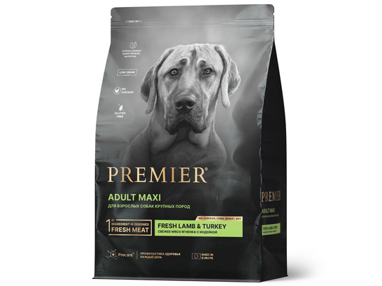 Premier Dog Lamb&Turkey ADULT Maxi (Свежее мясо ягненка с индейкой для собак круп. пород) 10.0кг