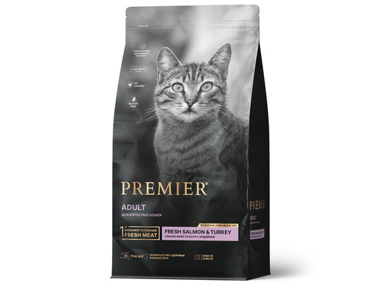 Premier Cat Salmon&Turkey ADULT (Свежее филе лосося с индейкой для кошек) 0.4кг