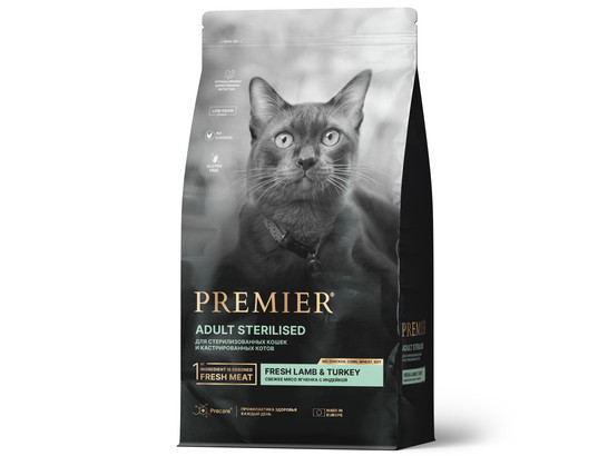Premier Cat Lamb&Turkey STERILISED (Свежее мясо ягненка с индейкой для кошек) 2.0кг