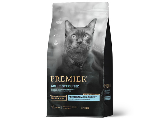 Premier Cat Salmon&Turkey STERILISED (Свежее филе лосося с индейкой для кошек) 0.4кг