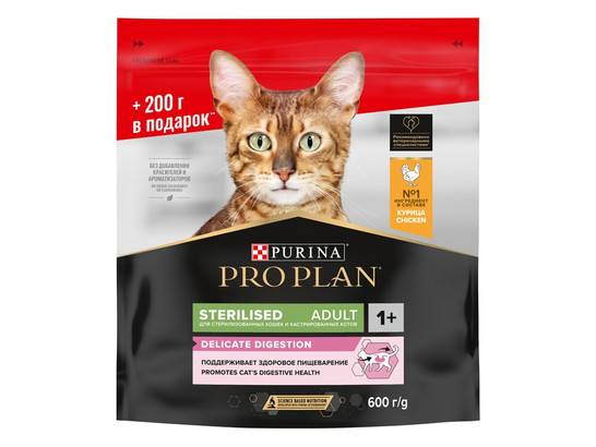 Pro Plan для кошек кастрир. и стерил. Sterilised Adult OPTIDigest, 0.4кг + 0.2кг