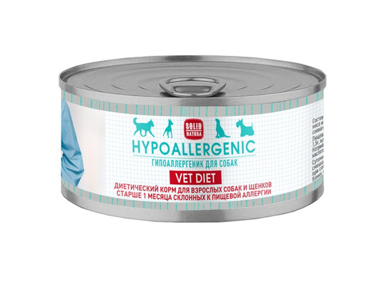 Корм Solid Natura VET д/с 100г Hypoallergenic, конс.
