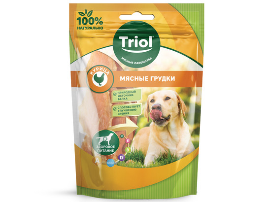 Лакомство д/собак Триол Мясные грудки из курицы, 70г