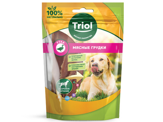 Лакомство д/собак Триол Мясные грудки из утки, 70г