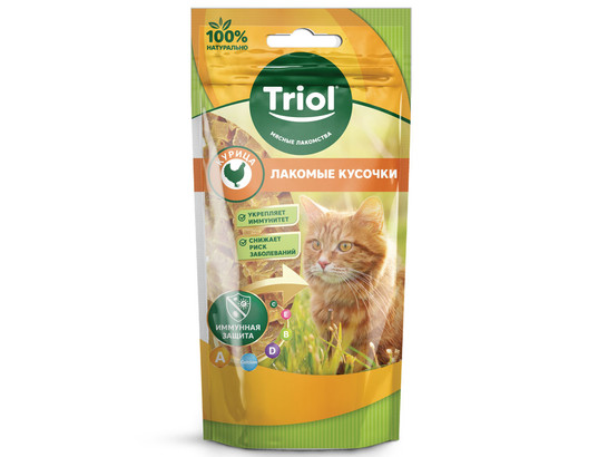 Лакомство д/кошек Триол Нежные сердечки из ягненка с треской, 40г