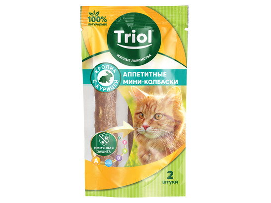 Лакомство д/кошек Триол Аппетитные мини-колбаски из кролика с курицей, 7г