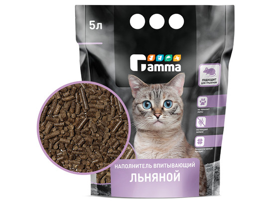 Наполнитель Гамма 5л льняной, впитывающий 