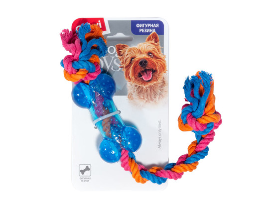 Игрушка д/с GiGwi Catch & Fetch Косточка на веревке резиновая малая, 26см