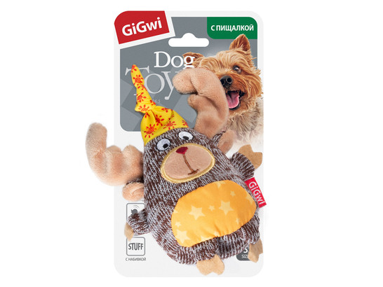 Игрушка д/с GiGwi Plush Friendz Лось с пищалкой,10см