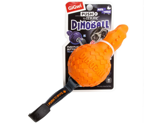 Игрушка д/с Gigwi DINOBALL PUSH TO MUTE Динобол Т-рекс с отключаемой пищалкой, 13см