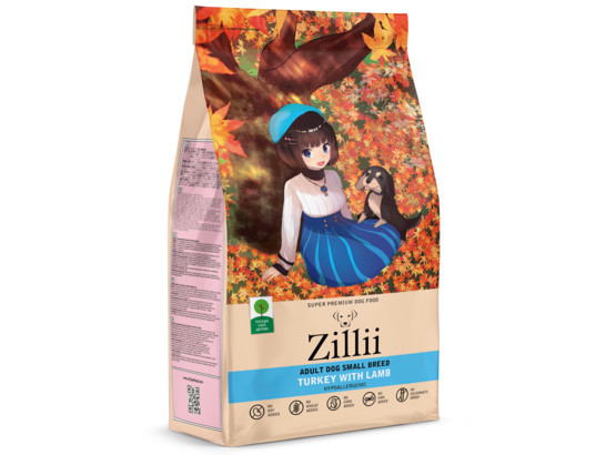 ZILLII Adult Dog Small Breed для взрослых собак мелких пород, Индейка с Ягнёнком, 0.8кг
