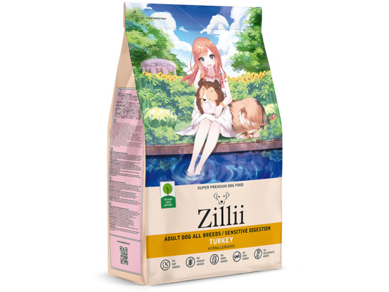 ZILLII Adult Dog Sensitive Digestion для взрослых собак всех пород с чувствит. пищ., Индейка, 0.8кг