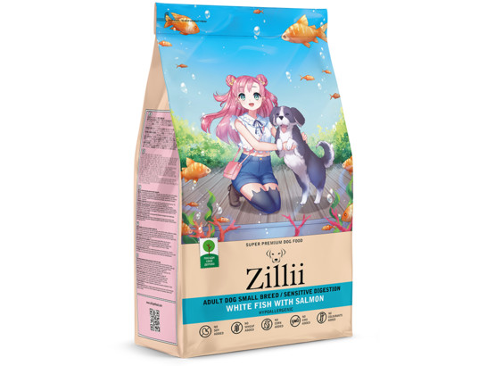 ZILLII Adult Dog Small Breed Sensitive Digestion для взрослых собак мелких пород с чувст. пищ., Белая рыба с Лососем, 2.0кг