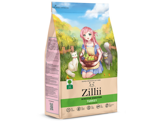 ZILLII Sensitive Digestion Cat для взрослых кошек с чувств. пищ., Индейка, 0.4кг