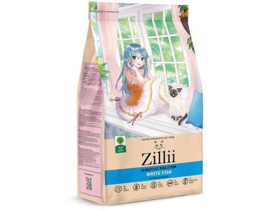 ZILLII Sensitive Digestion Cat для взрослых кошек с чувствительным пищеварением, Белая рыба, 0.4кг 