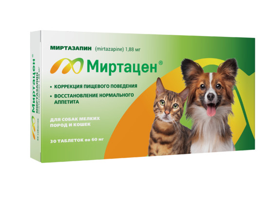 Миртацен 1,88мг №30 таб д/кошек и мел. собак, 10шт упак, Апиценна