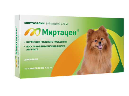 Миртацен 3,75мг №10 таб д/собак, 10шт упак, Апиценна