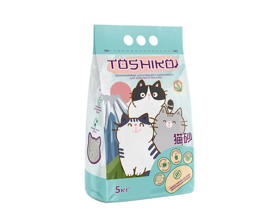 Наполнитель Toshiko 5кг Бентонитовый комкующийся, сосновый бор