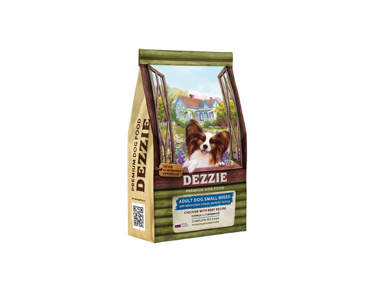 DEZZIE Adult Dog Small Breed для взрослых собак мелких пород, Курица с Говядиной, 3.0кг