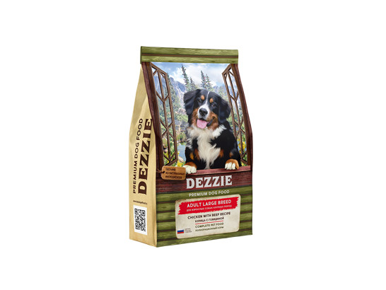 DEZZIE Adult Dog Large Breed для взрослых собак крупных пород, Курица с Говядиной, 3.0кг