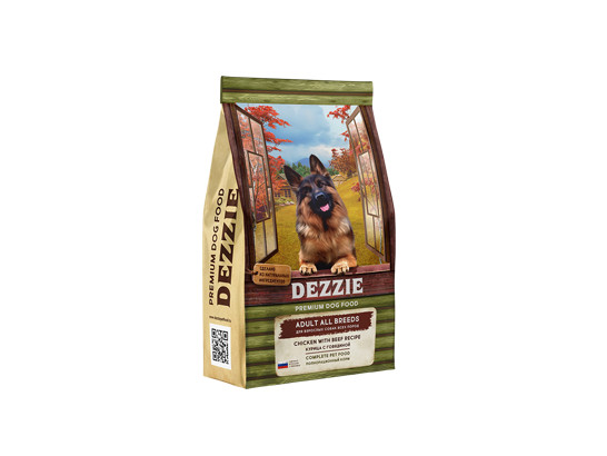 DEZZIE Adult Dog для взрослых собак всех пород, Курица с Говядиной, 0.8кг