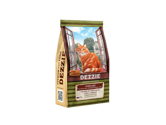 DEZZIE Sterilized Cat для взрослых стерилизованных кошек, Курица с Говядиной, 2.0кг