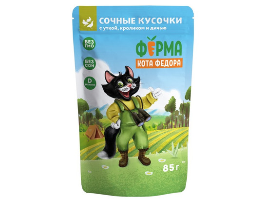 Мнямс д/к 85г Ферма кота Федора, кусочки с уткой, кроликом и дичью